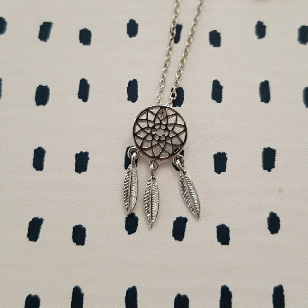 Boho Dream Catcher Necklace | Silver